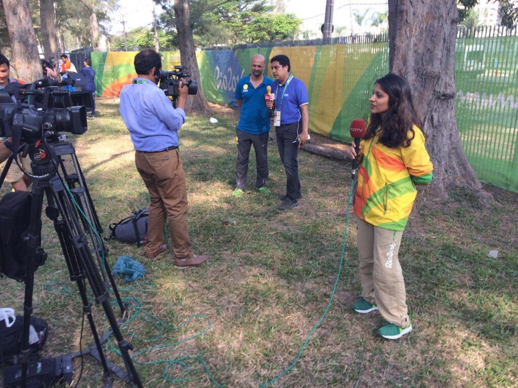 Getting interviewed at Rio 2016 Summer Olympics